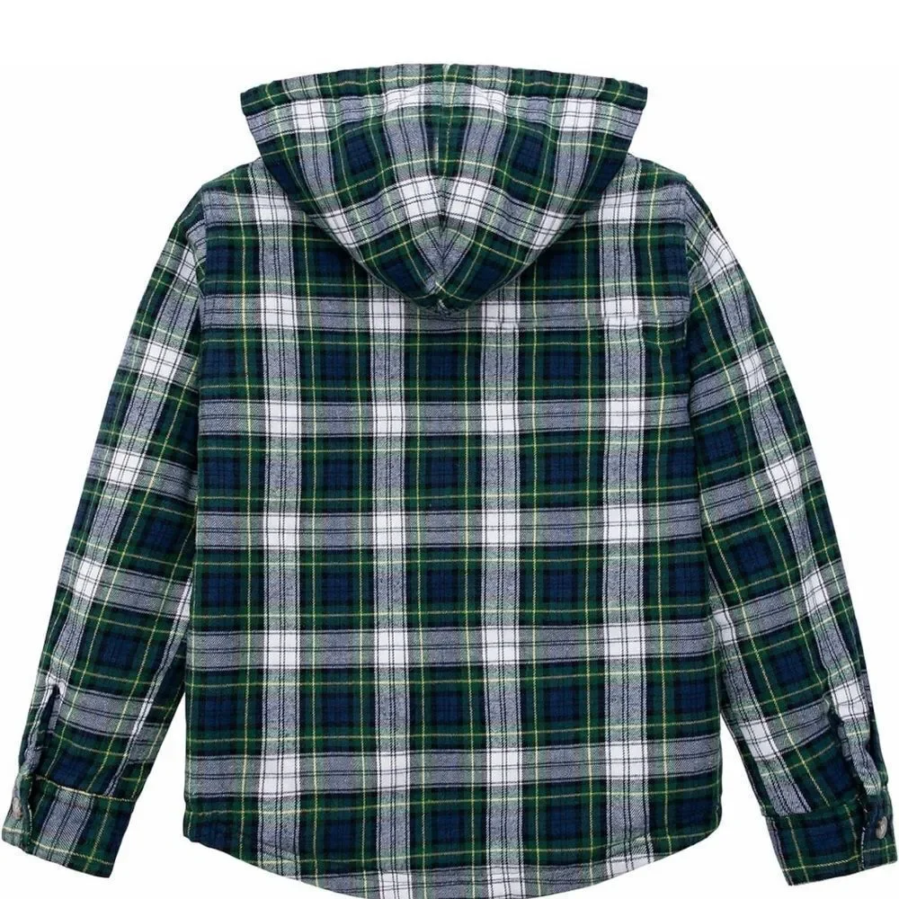 ThCreasa Boys Plaid Flannel‎ Sherpa Zip Up LS Jacket Green L (10-12) NWT IN PKG